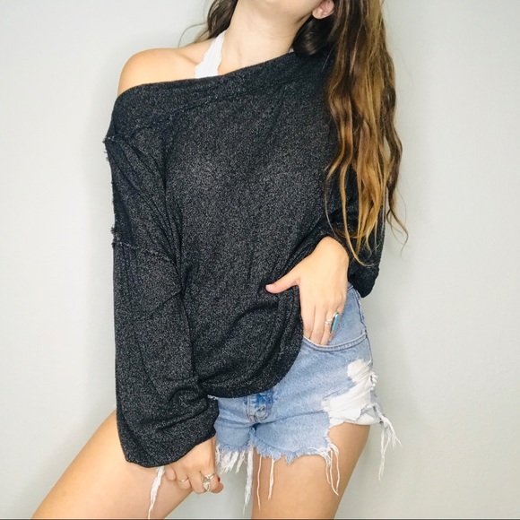 Free People Sweaters - NWT Free People dark gray knit boatneck thermal